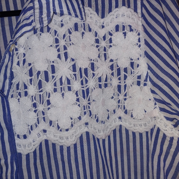 Springfield Europe pinstriped crochet detail top - Picture 4 of 7